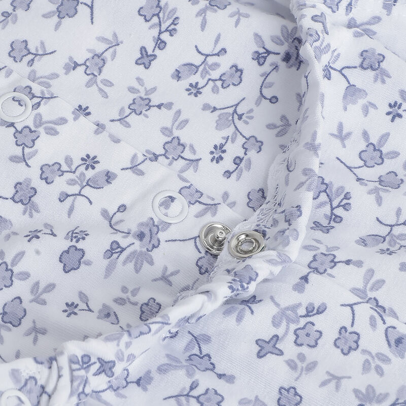 Girls White Printed Nappy Opening Babysuit image number 3